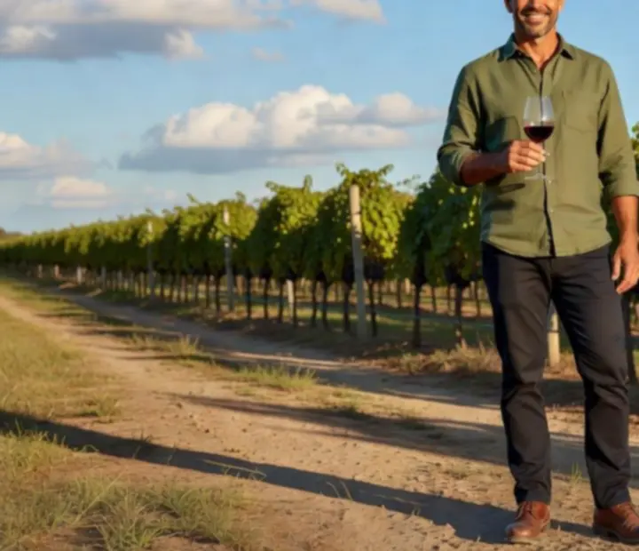 Australian winemaker standing in a vineyard
