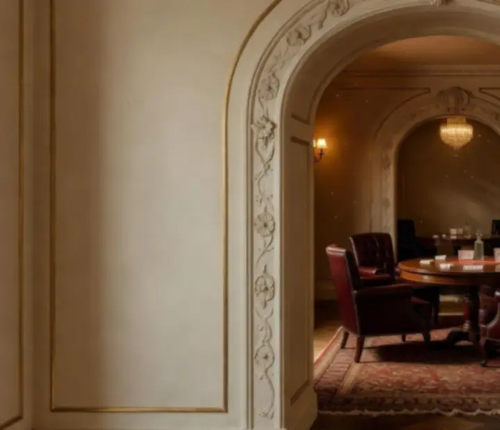 Discreet arch-framed entrance leading up to the private card lounge